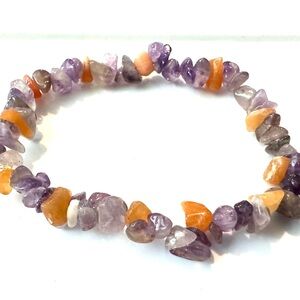 Amethyst and Carnelian Gemstone Bracelet